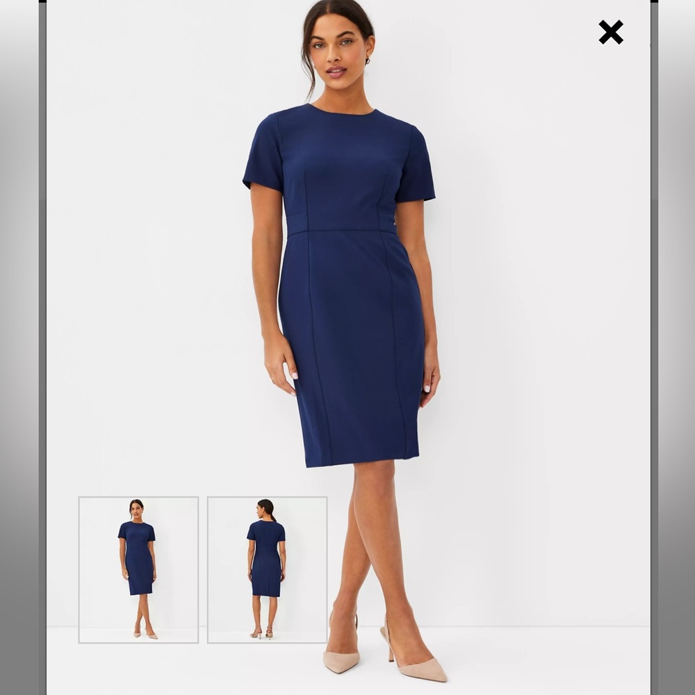 Ann Taylor Short Sleeve Sheath Dress in Bi-Stretch